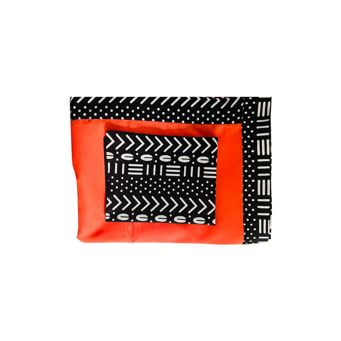 SC471-Reversible anti-stain tablecloth with napkins ORANGE